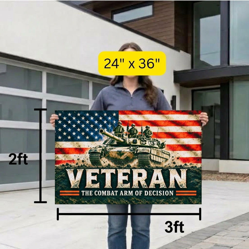 Army Tank Veteran Flag – Armor Veteran Patriotic Flag – The Combat Arm of Decision