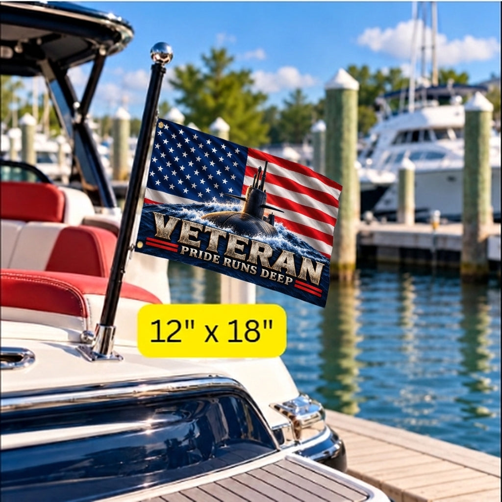 Silent Service Veteran Flag – Submarine Veteran Flag – Pride Runs Deep Military Gift