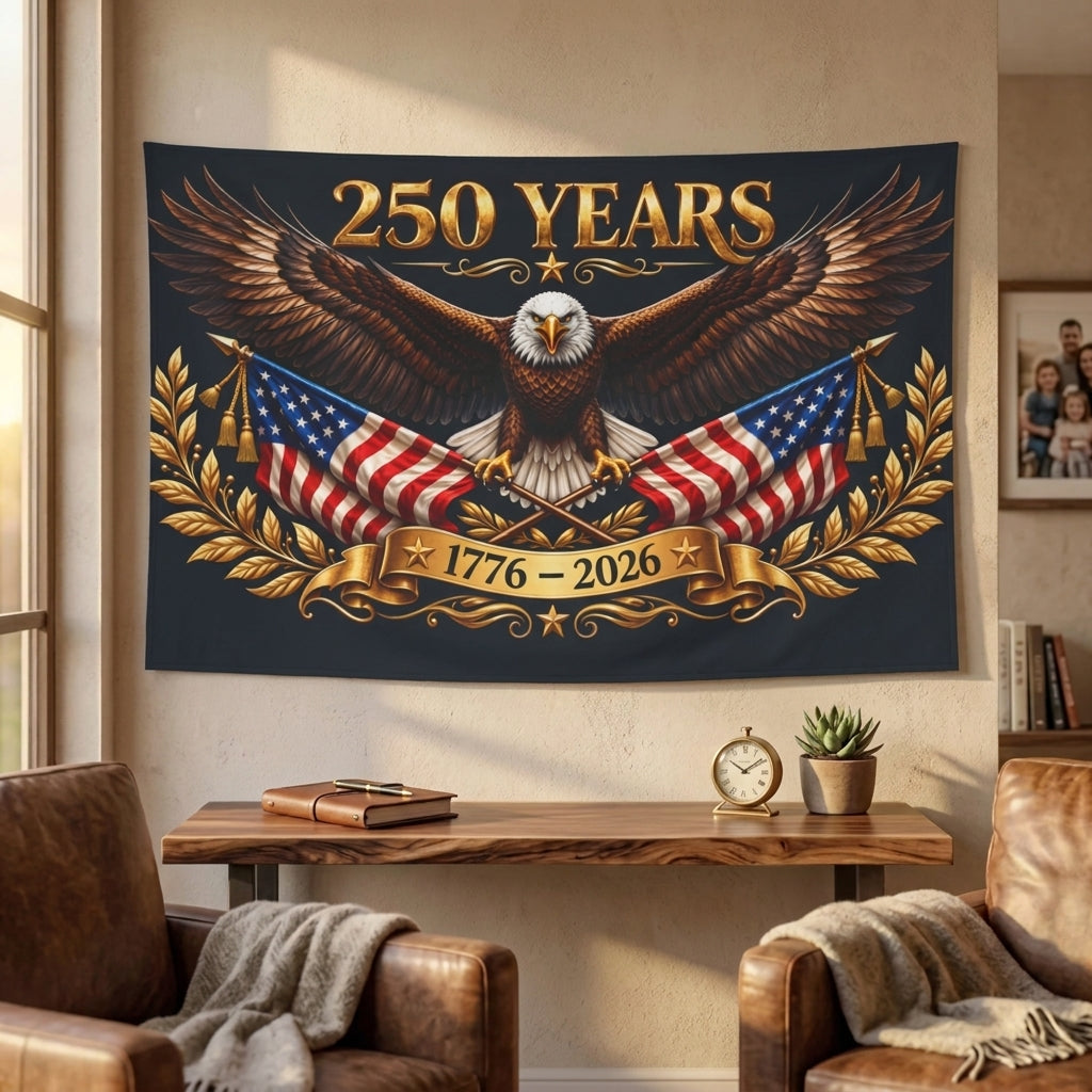 250 Years of America Commemorative Flag – Eagle & American Flags, 1776–2026 Patriotic Flag
