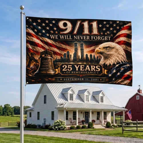 9/11 Remembrance Flag – 25 Years of Remembrance Patriotic Memorial Flag – We Will Never Forget