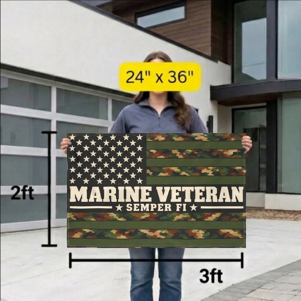 Marine Veteran Semper Fi Camouflage Flag – Military Veteran Gift