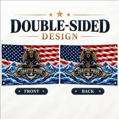Coastie Pride Flag – Coast Guard Veteran Gift – Patriotic Bear Nautical Military Flag