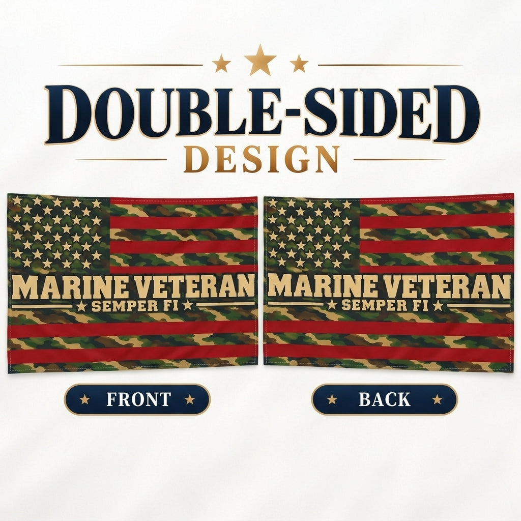 Marine Veteran Flag – Semper Fi USMC Camouflage American Flag