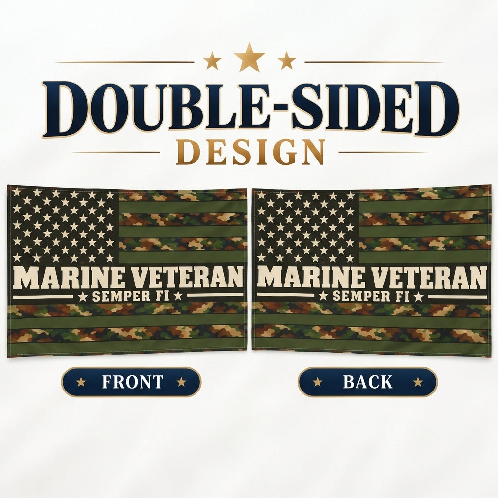 Marine Veteran Semper Fi Camouflage Flag – Military Veteran Gift