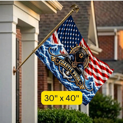 Coastie Pride Flag – Coast Guard Veteran Gift – Patriotic Bear Nautical Military Flag