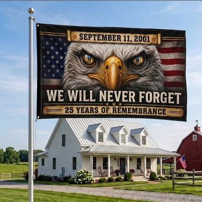 September 11 Memorial Eagle Flag – We Will Never Forget | 25 Years of Remembrance