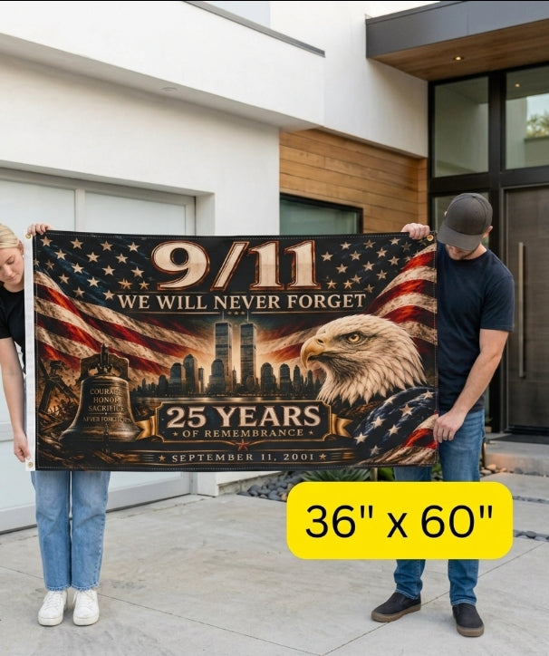 9/11 Remembrance Flag – 25 Years of Remembrance Patriotic Memorial Flag – We Will Never Forget