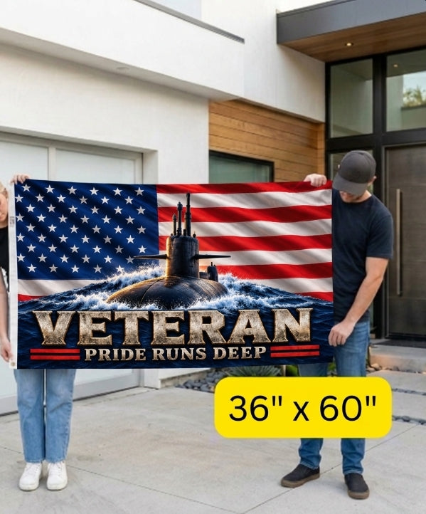 Silent Service Veteran Flag – Submarine Veteran Flag – Pride Runs Deep Military Gift