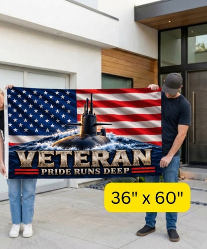 Silent Service Veteran Flag – Submarine Veteran Flag – Pride Runs Deep Military Gift