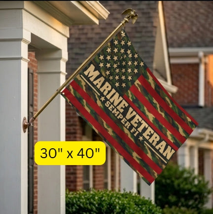 Marine Veteran Flag – Semper Fi USMC Camouflage American Flag