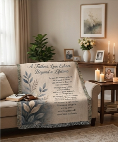 A Father’s Love Memorial Woven Blanket | Sympathy Gift for Dad