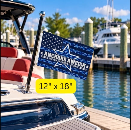 Anchors Aweigh Navy Veteran Flag – Blue Camo Military Flag