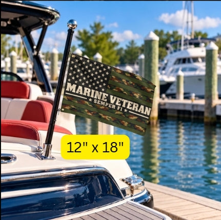 Marine Veteran Semper Fi Camouflage Flag – Military Veteran Gift