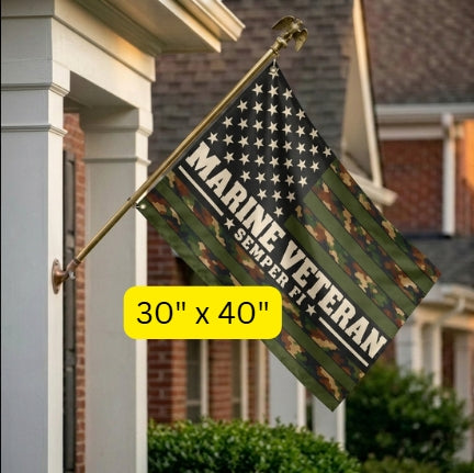 Marine Veteran Semper Fi Camouflage Flag – Military Veteran Gift