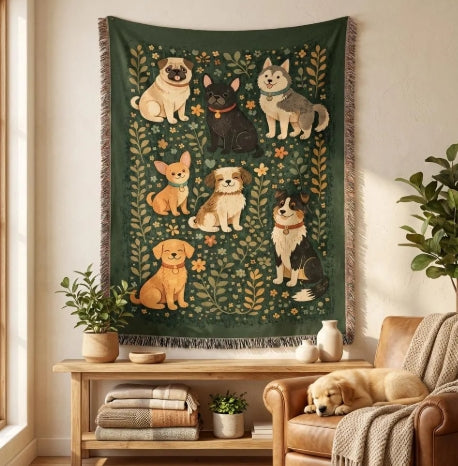 Dog Lover Gift – Heirloom Woven Blanket for Home Decor