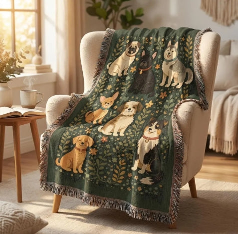 Dog Lover Gift – Heirloom Woven Blanket for Home Decor