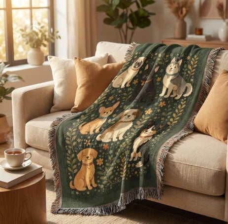Dog Lover Gift – Heirloom Woven Blanket for Home Decor
