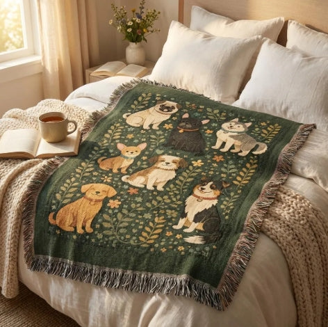 Dog Lover Gift – Heirloom Woven Blanket for Home Decor