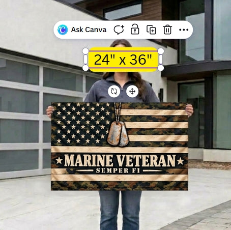 Marine Veteran Semper Fi Camouflage Flag with Dog Tags – Military Gift