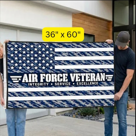 Air Force Veteran Flag – Blue Tiger Stripe Camo Military Flag