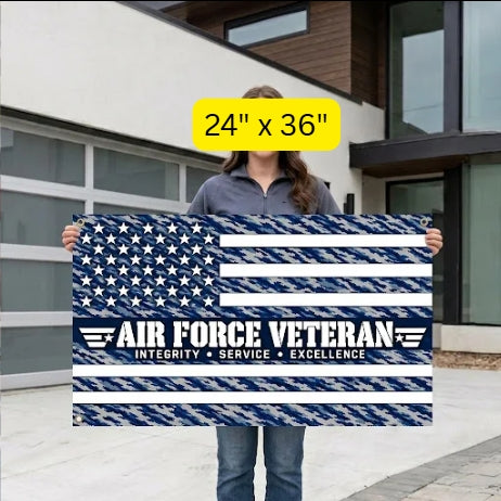 Air Force Veteran Flag – Blue Tiger Stripe Camo Military Flag