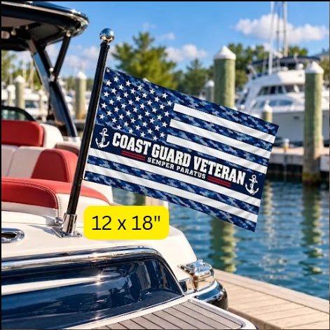 Coast Guard Veteran Flag – Blue Camo Semper Paratus Military Flag