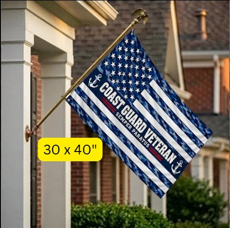 Coast Guard Veteran Flag – Blue Camo Semper Paratus Military Flag
