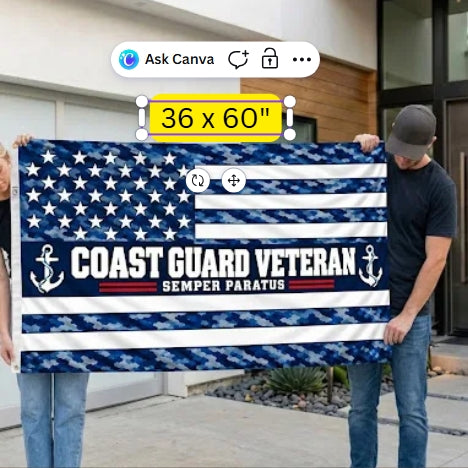 Coast Guard Veteran Flag – Blue Camo Semper Paratus Military Flag