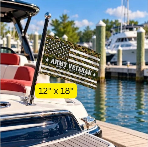 Army Veteran Flag – Camouflage Military Flag | Loyalty Duty Honor