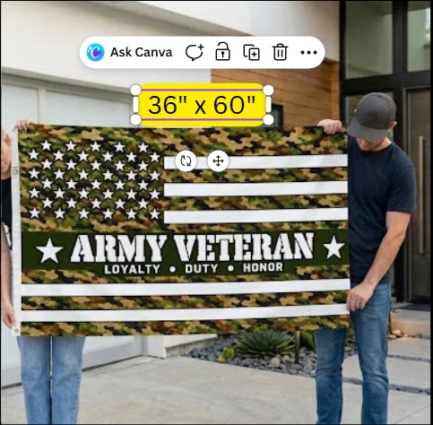 Army Veteran Flag – Camouflage Military Flag | Loyalty Duty Honor