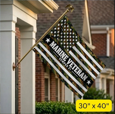 Marine Veteran Flag – Camouflage Military Flag | Semper Fi