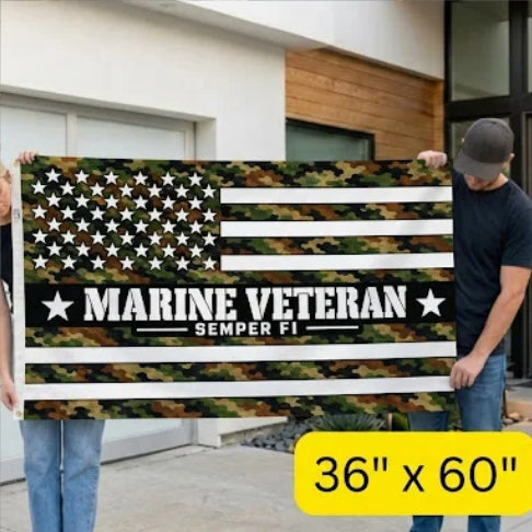 Marine Veteran Flag – Camouflage Military Flag | Semper Fi