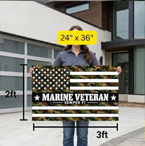Marine Veteran Flag – Camouflage Military Flag | Semper Fi