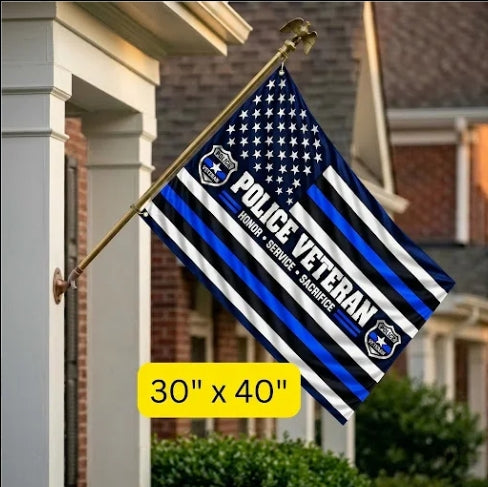 Police Veteran Flag – Thin Blue Line Flag | Honor Service Sacrifice