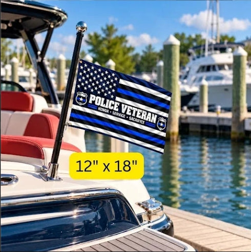 Police Veteran Flag – Thin Blue Line Flag | Honor Service Sacrifice
