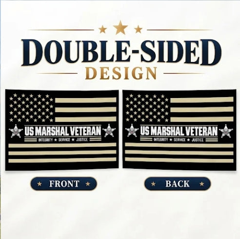 US Marshal Veteran Flag – Black & Gold Federal Law Enforcement Flag | Integrity Service Justice