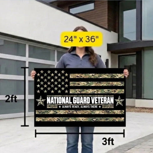 National Guard Veteran Flag – Camouflage Military Flag | Always Ready, Always There