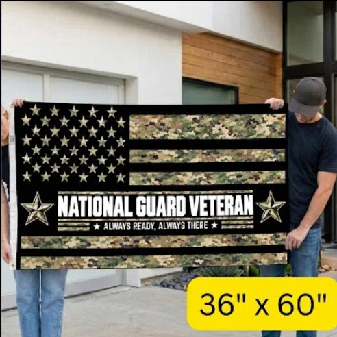 National Guard Veteran Flag – Camouflage Military Flag | Always Ready, Always There