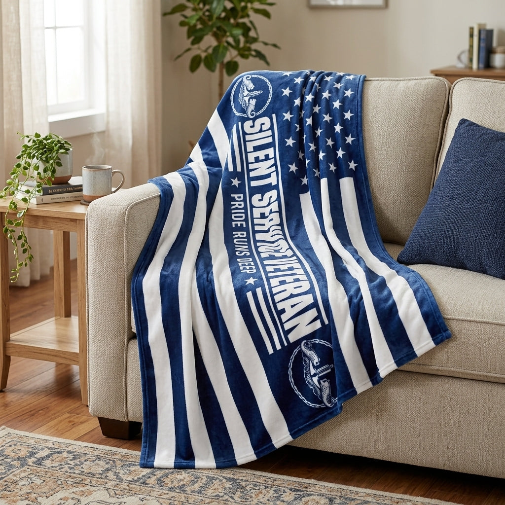 Silent Service Veteran Velveteen Blanket – Pride Runs Deep | Navy Submarine Veteran Gift