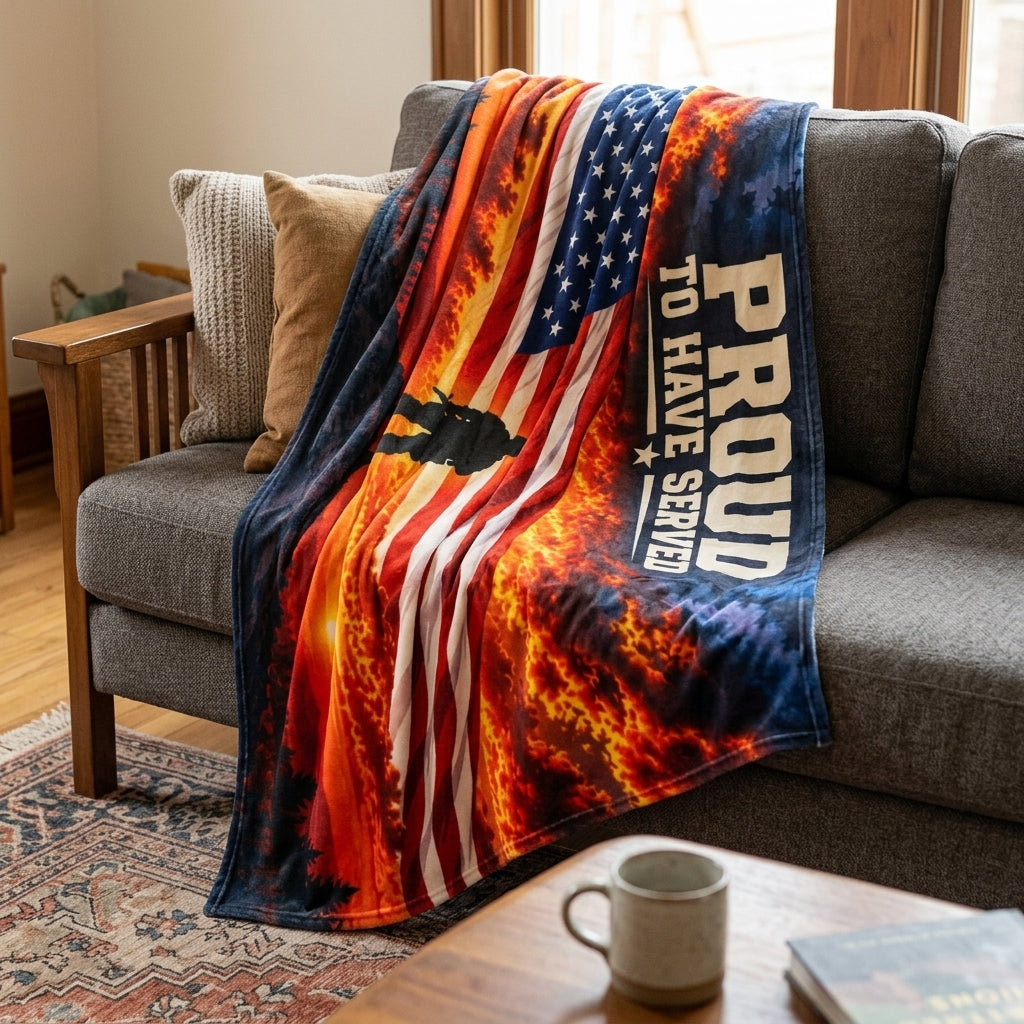 Proud to Have Served Veteran Velveteen Blanket – Patriotic Military Appreciation Gift
