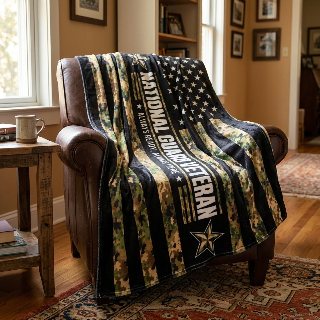 National Guard Veteran Velveteen Blanket – Always Ready, Always There | Military Appreciation Gift