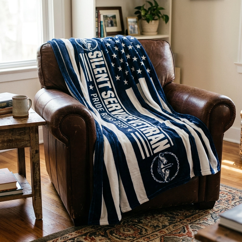 Silent Service Veteran Velveteen Blanket – Pride Runs Deep | Navy Submarine Veteran Gift