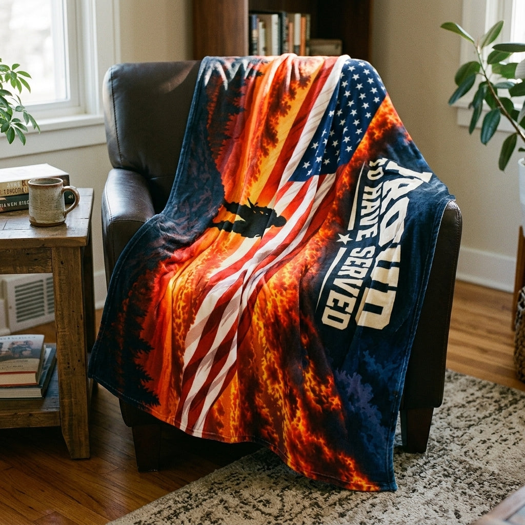 Proud to Have Served Veteran Velveteen Blanket – Patriotic Military Appreciation Gift