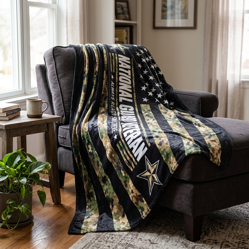 National Guard Veteran Velveteen Blanket – Always Ready, Always There | Military Appreciation Gift