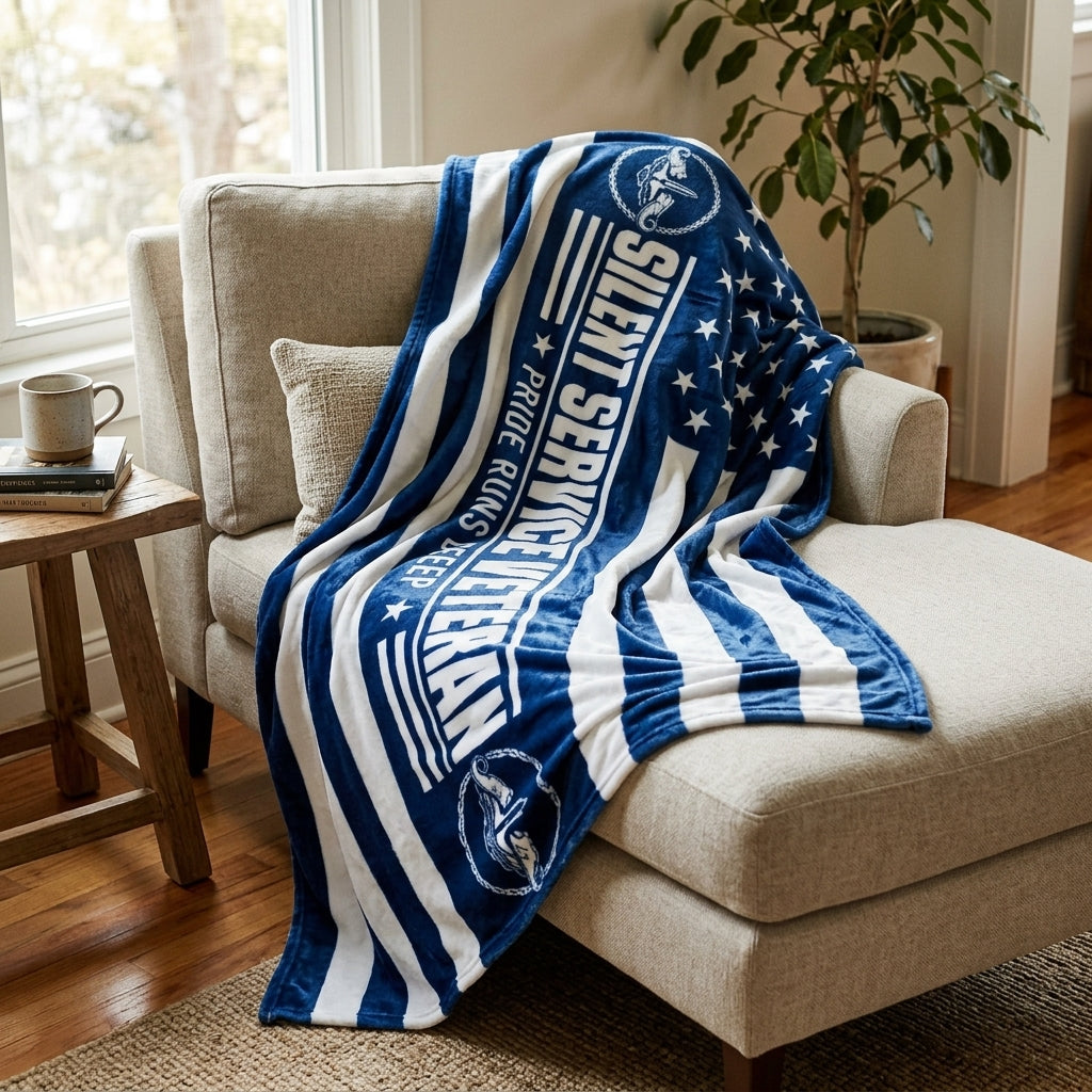 Silent Service Veteran Velveteen Blanket – Pride Runs Deep | Navy Submarine Veteran Gift