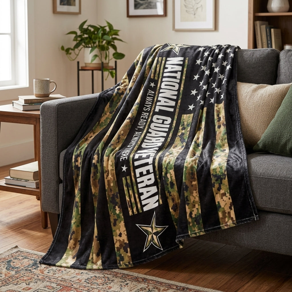 National Guard Veteran Velveteen Blanket – Always Ready, Always There | Military Appreciation Gift