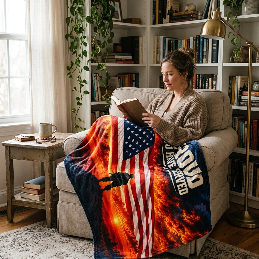 Proud to Have Served Veteran Velveteen Blanket – Patriotic Military Appreciation Gift