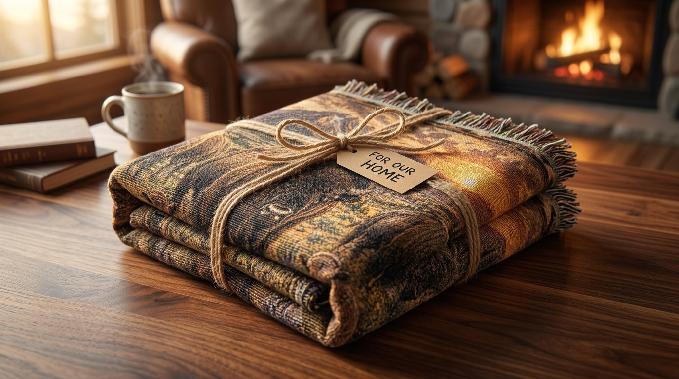 American Bison Woven Blanket | Rustic Western Throw