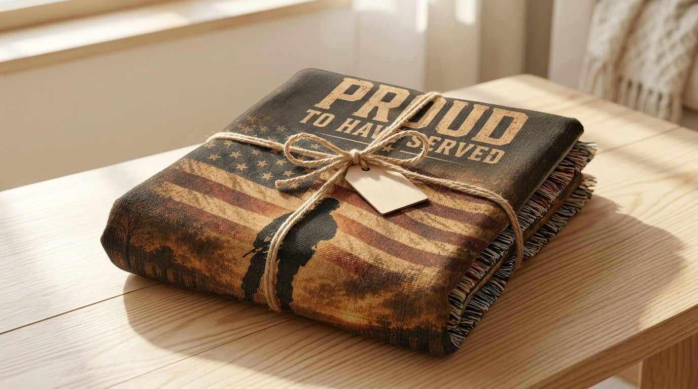 Proud To Have Served Veteran Woven Blanket | Patriotic Military Gift for Veterans