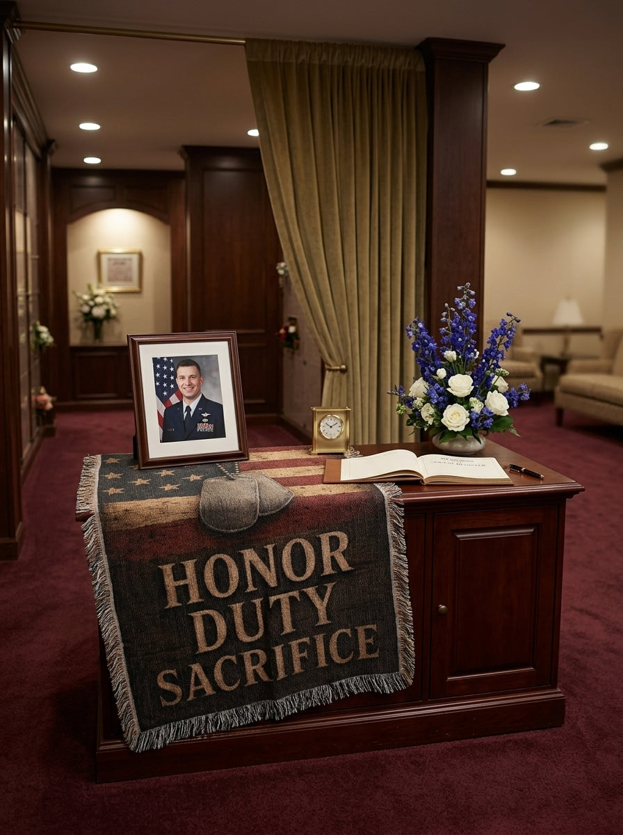 Honor Duty Sacrifice Woven Blanket | Patriotic Military Gift